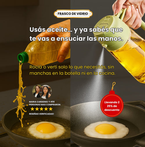 Control total del aceite para cocinar sin excesos ni manchas