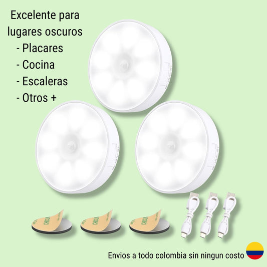 TRES LUCES LED CON SENSOR DE MOVIMIENTO